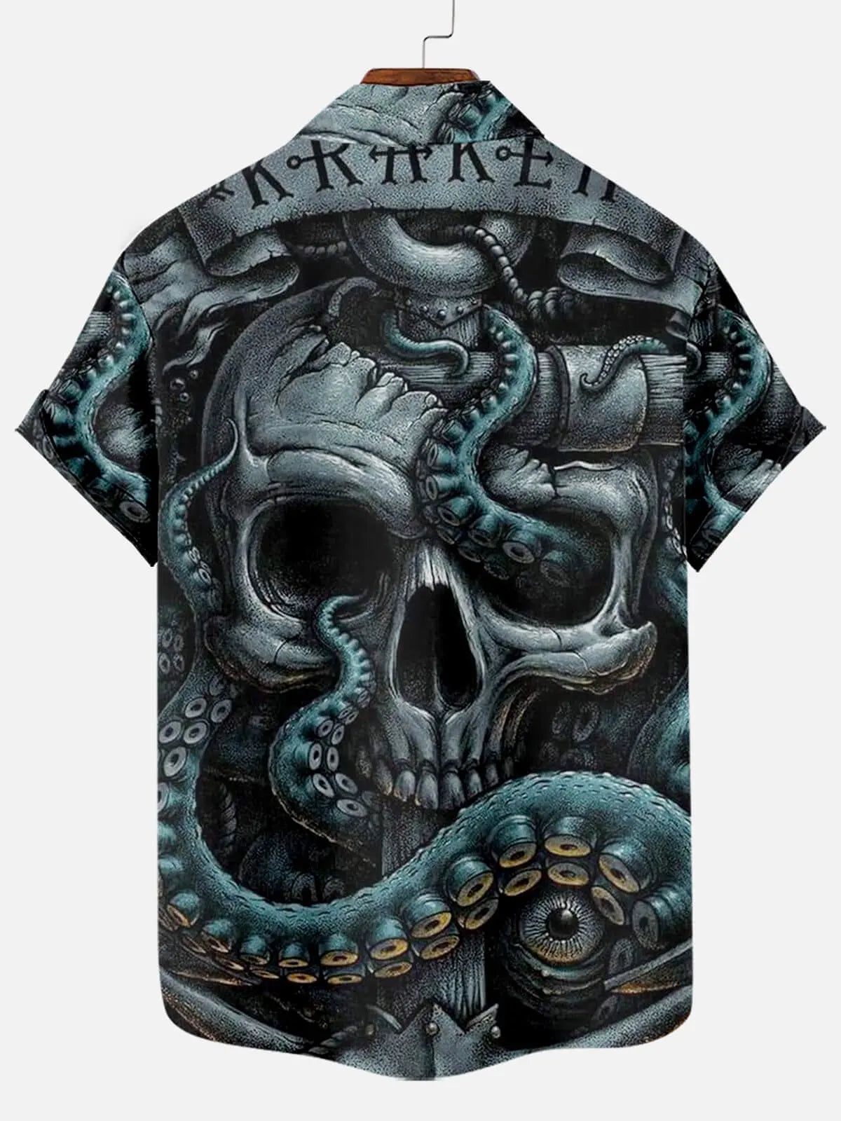 Cthulhu Octopus Skull Pattern Men's Short Sleeve TopsMens short sleeve shirts Big and tall Mens shirts Short sleeve shirts for men Mens 4xl shirts Casual short sleeve shirts
