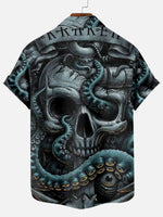 Cthulhu Octopus Skull Pattern Men's Short Sleeve TopsMens short sleeve shirts Big and tall Mens shirts Short sleeve shirts for men Mens 4xl shirts Casual short sleeve shirts