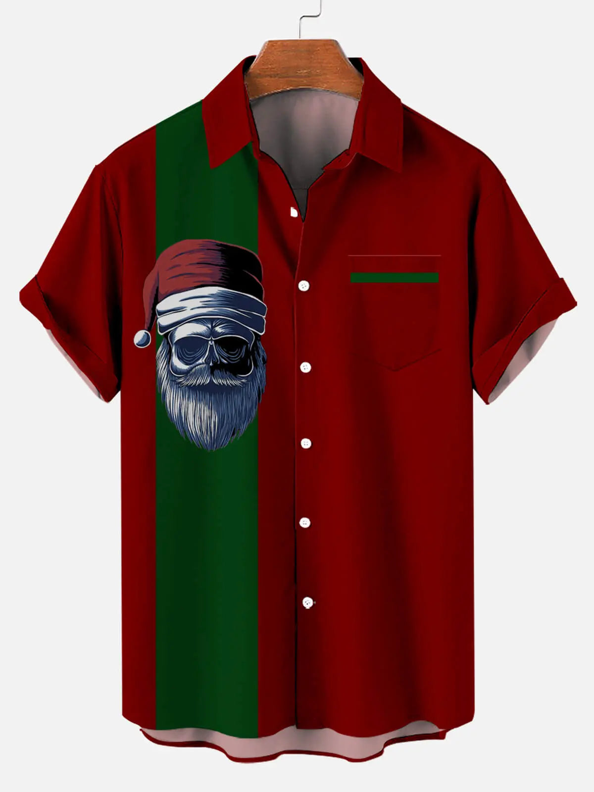 Christmas Skull Men's Short Sleeve Shirt Red / MMens short sleeve shirts Big and tall Mens shirts Short sleeve shirts for men Mens 4xl shirts Casual short sleeve shirts