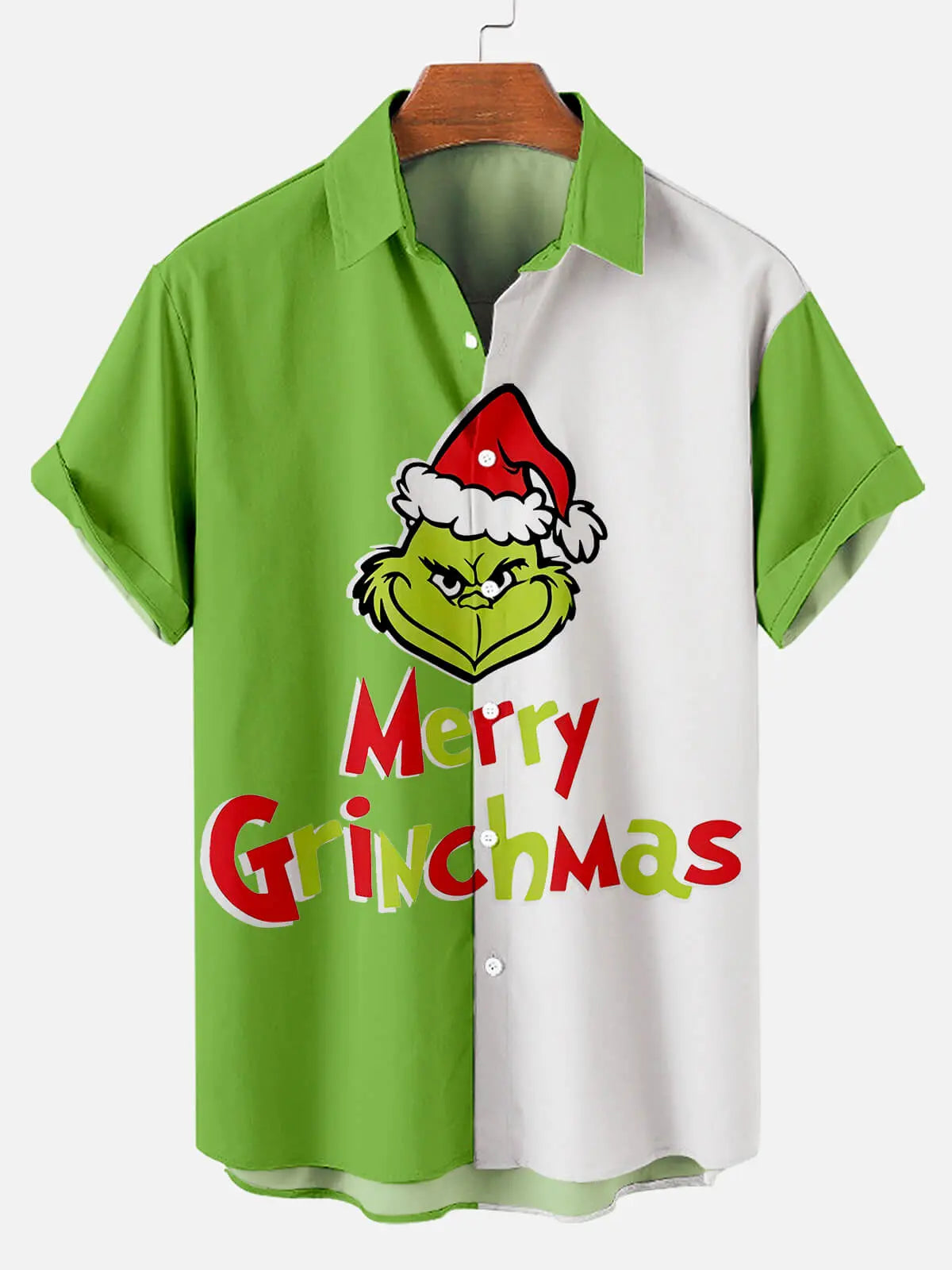 Christmas Grinchmas Men's Short Sleeve Shirt Green / MMens short sleeve shirts Big and tall Mens shirts Short sleeve shirts for men Mens 4xl shirts Casual short sleeve shirts