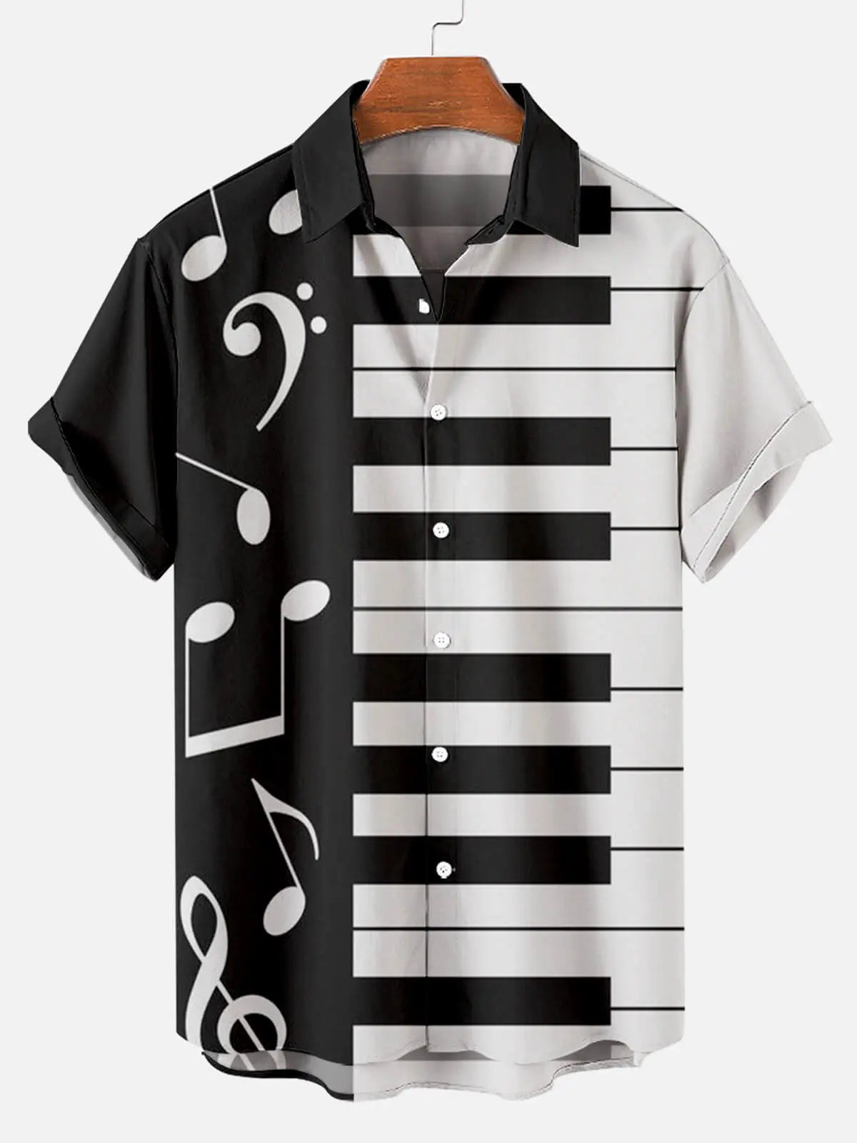 Black & White Piano Men's Short Sleeve TopsMens short sleeve shirts Big and tall Mens shirts Short sleeve shirts for men Mens 4xl shirts Casual short sleeve shirts