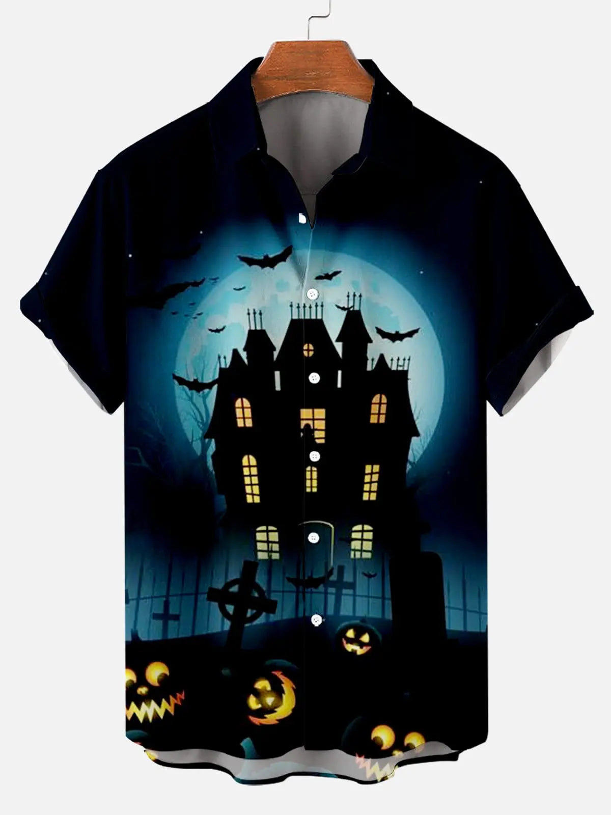 Halloween Castle Men's Short Sleeve Shirt Black / M