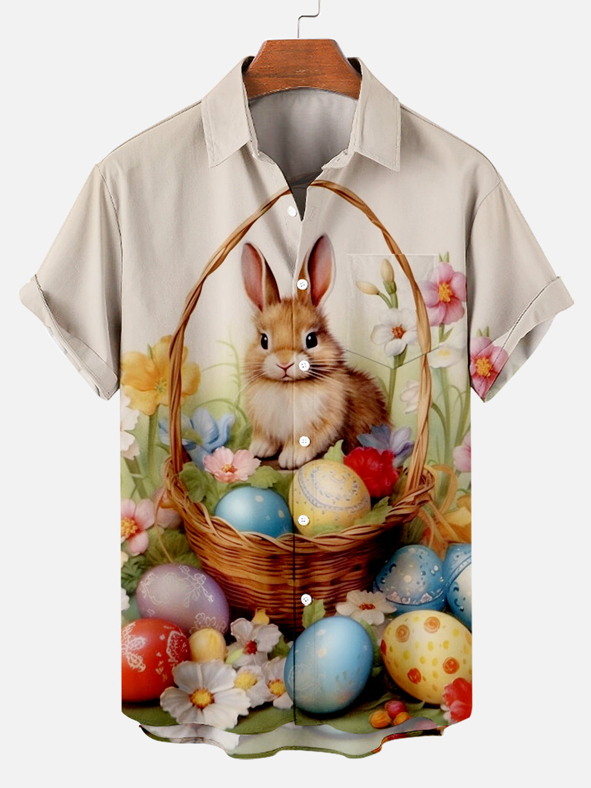 Men's Easter Egg Pattern Short Sleeve Shirt Summer Everest