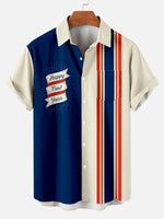 Happy New Year Men's Casual Short Sleeve Shirt Beige / M
