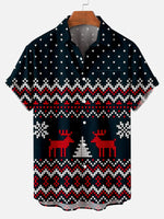 Happy Christmas Men's Short Sleeve Shirt Navy / MMens short sleeve shirts Big and tall Mens shirts Short sleeve shirts for men Mens 4xl shirts Casual short sleeve shirts