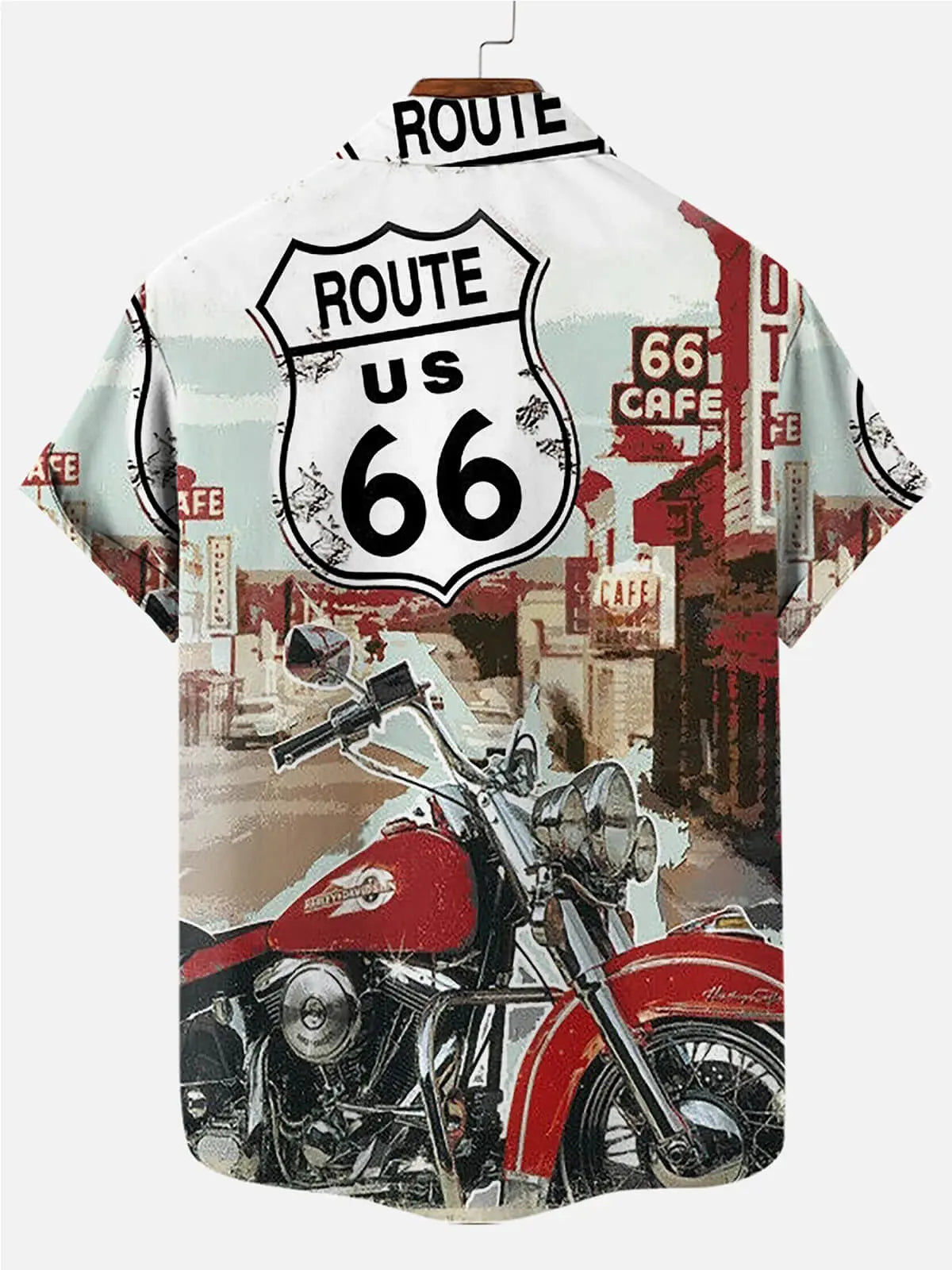 U.S. Route 66 Motorcycle Print Men's Short Sleeve ShirtMens short sleeve shirts Big and tall Mens shirts Short sleeve shirts for men Mens 4xl shirts Casual short sleeve shirts