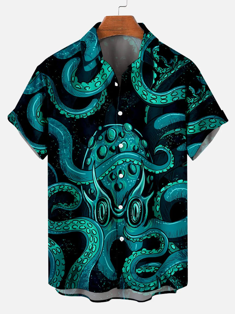 Cthulhu Octopus Pattern Men's Short Sleeve TopsMens short sleeve shirts Big and tall Mens shirts Short sleeve shirts for men Mens 4xl shirts Casual short sleeve shirts
