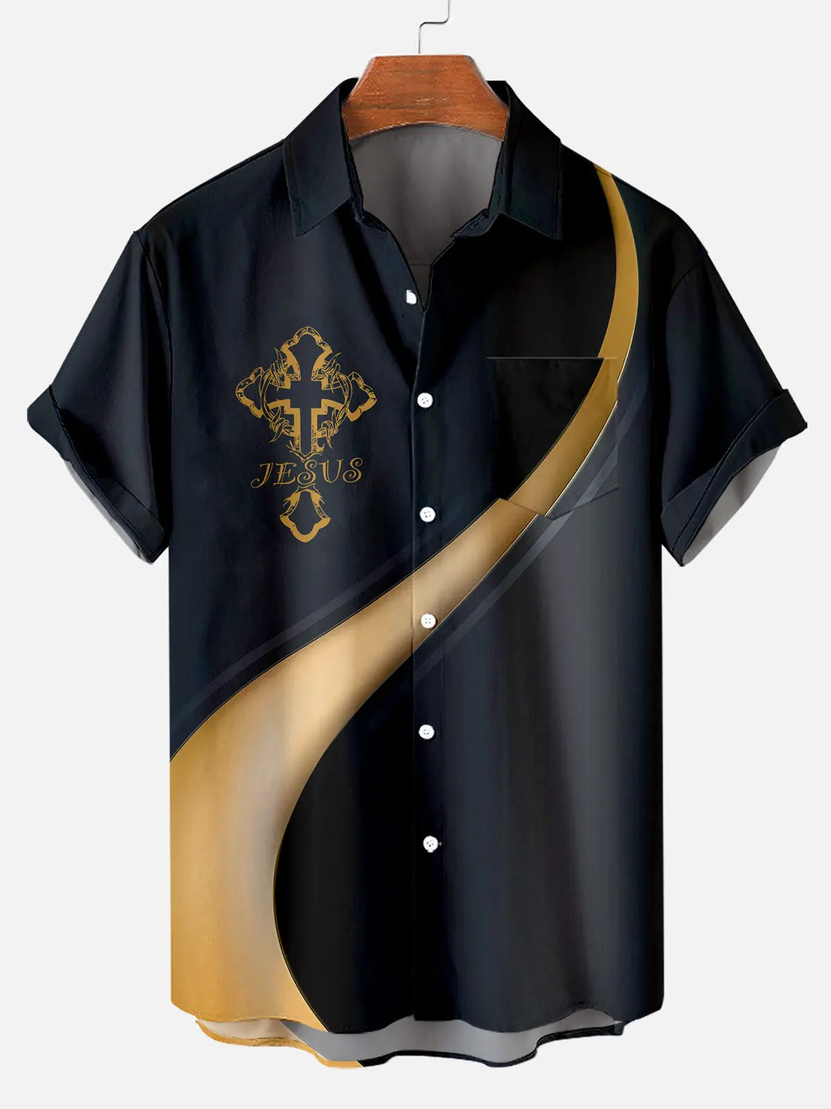 Men's Easter Cross Pattern Short Sleeve ShirtMens short sleeve shirts Big and tall Mens shirts Short sleeve shirts for men Mens 4xl shirts Casual short sleeve shirts