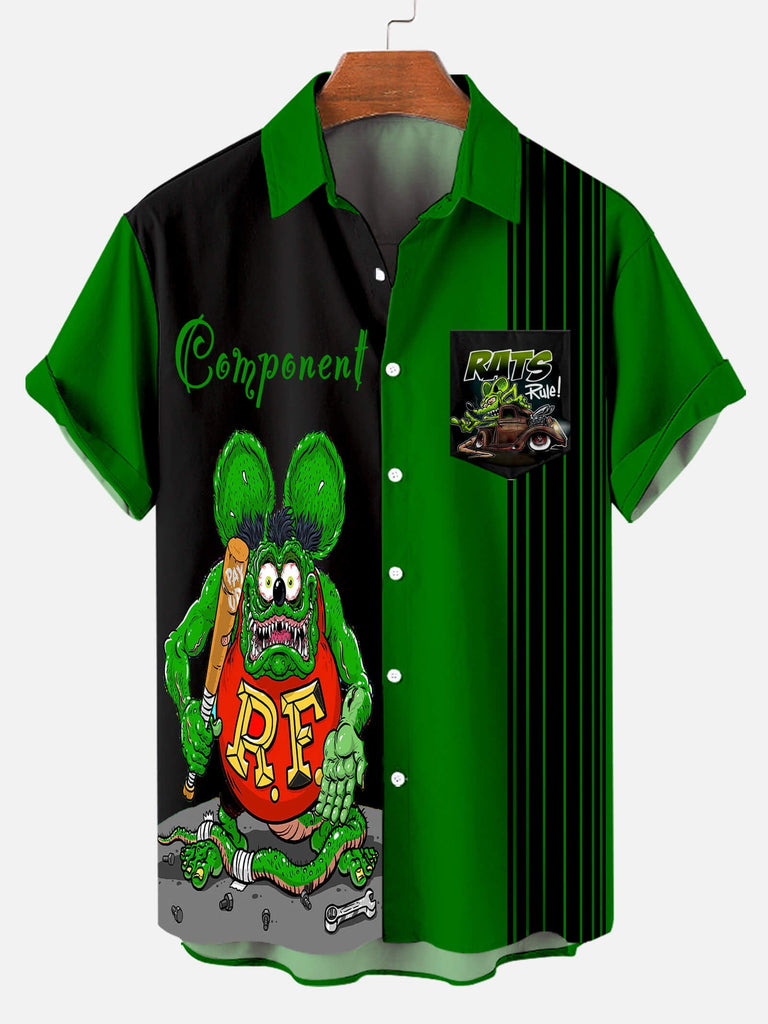 Rat Fink x Car Anime Series Short Sleeve ShirtMens short sleeve shirts Big and tall Mens shirts Short sleeve shirts for men Mens 4xl shirts Casual short sleeve shirts