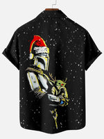 Christmas Baby Yoda Men's Short Sleeve Casual ShirtMens short sleeve shirts Big and tall Mens shirts Short sleeve shirts for men Mens 4xl shirts Casual short sleeve shirts