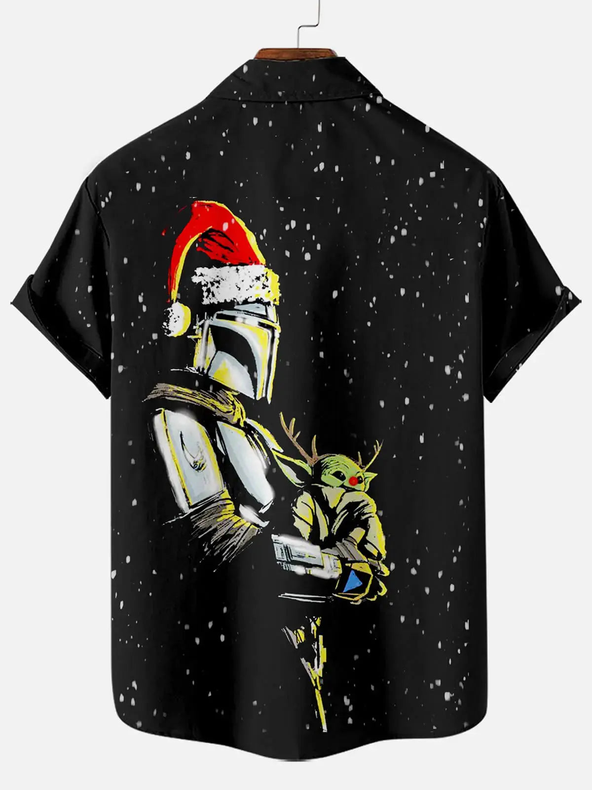 Christmas Baby Yoda Men's Short Sleeve Casual ShirtMens short sleeve shirts Big and tall Mens shirts Short sleeve shirts for men Mens 4xl shirts Casual short sleeve shirts