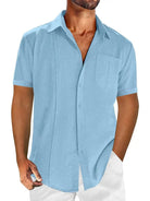 Men's Hawaiian Beach Pocket Short Sleeve ShirtMens short sleeve shirts Big and tall Mens shirts Short sleeve shirts for men Mens 4xl shirts Casual short sleeve shirts