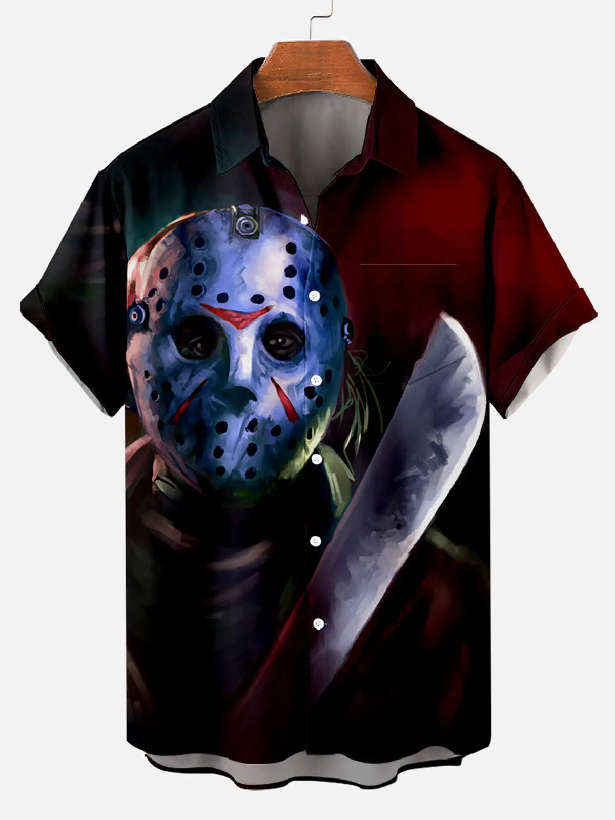 Halloween Friday Thirteen Men's Short Sleeve Shirt Red / MMens short sleeve shirts Big and tall Mens shirts Short sleeve shirts for men Mens 4xl shirts Casual short sleeve shirts