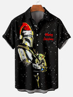 Christmas Baby Yoda Men's Short Sleeve Casual Shirt Black / MMens short sleeve shirts Big and tall Mens shirts Short sleeve shirts for men Mens 4xl shirts Casual short sleeve shirts