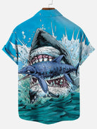 Hawaiian Great White Shark Pattern Men's Short Sleeve TopMens short sleeve shirts Big and tall Mens shirts Short sleeve shirts for men Mens 4xl shirts Casual short sleeve shirts