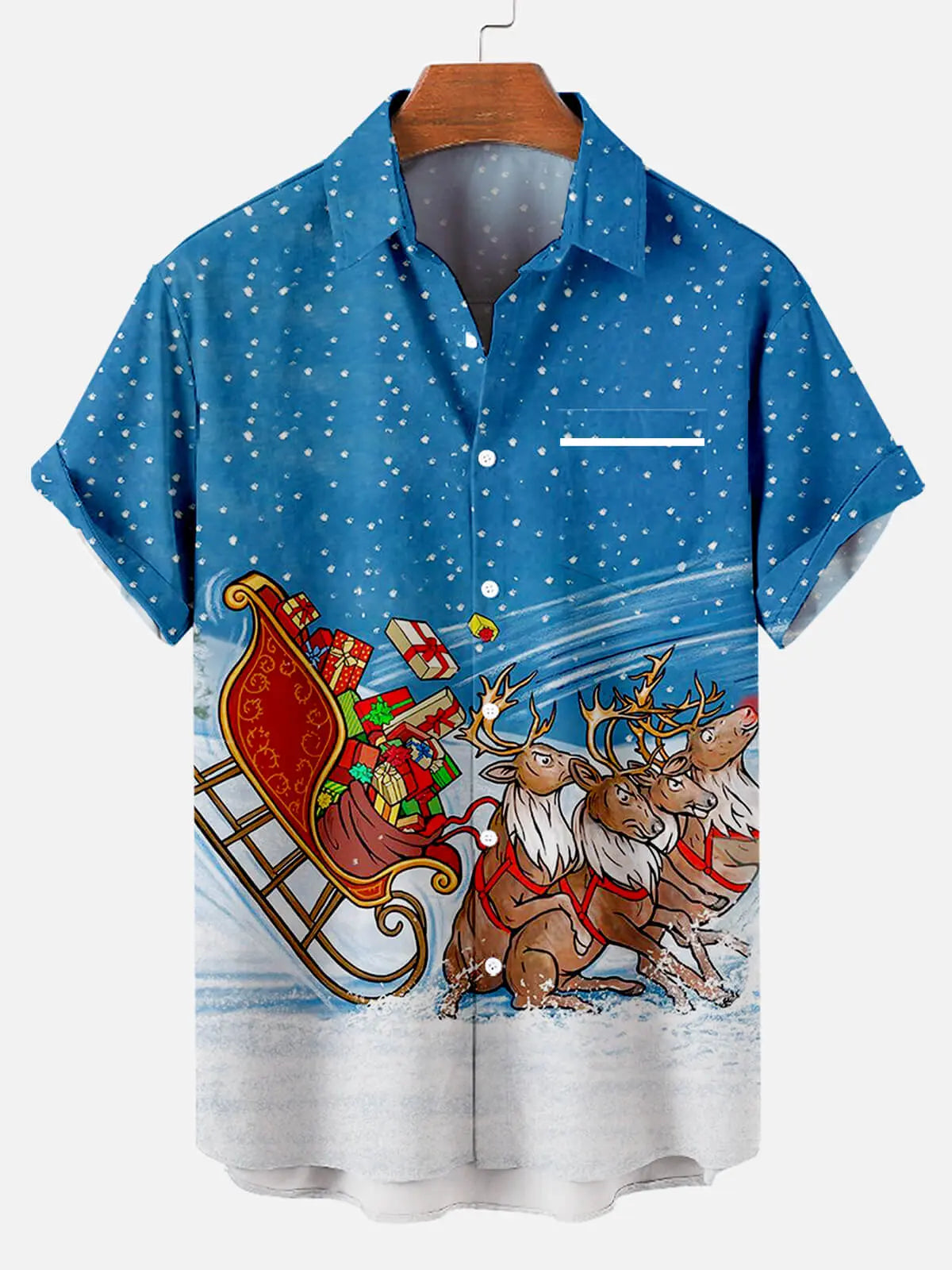 Christmas Gift Men's Short Sleeve Shirt Blue / MMens short sleeve shirts Big and tall Mens shirts Short sleeve shirts for men Mens 4xl shirts Casual short sleeve shirts