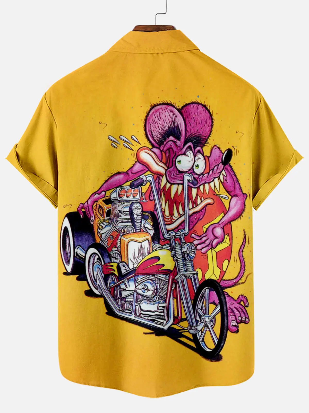Men's Car Anime Rat Fink Series Bowing Short Sleeve Shirt Eleven Oasis