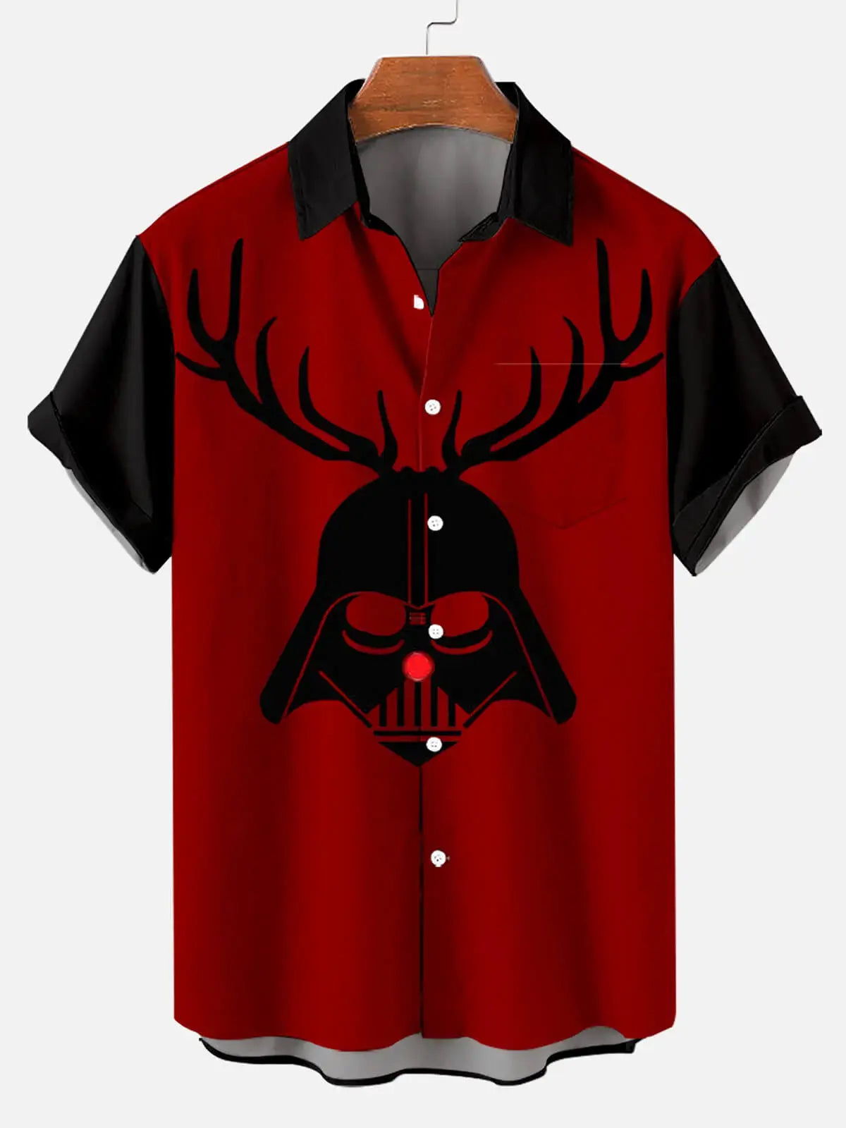 Christmas Star War Men's Short Sleeve Casual Shirt Red / MMens short sleeve shirts Big and tall Mens shirts Short sleeve shirts for men Mens 4xl shirts Casual short sleeve shirts