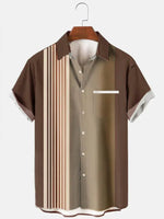 Army Green Color-Block Vintage Series Shirts & Tops Coffee / MMens short sleeve shirts Big and tall Mens shirts Short sleeve shirts for men Mens 4xl shirts Casual short sleeve shirts