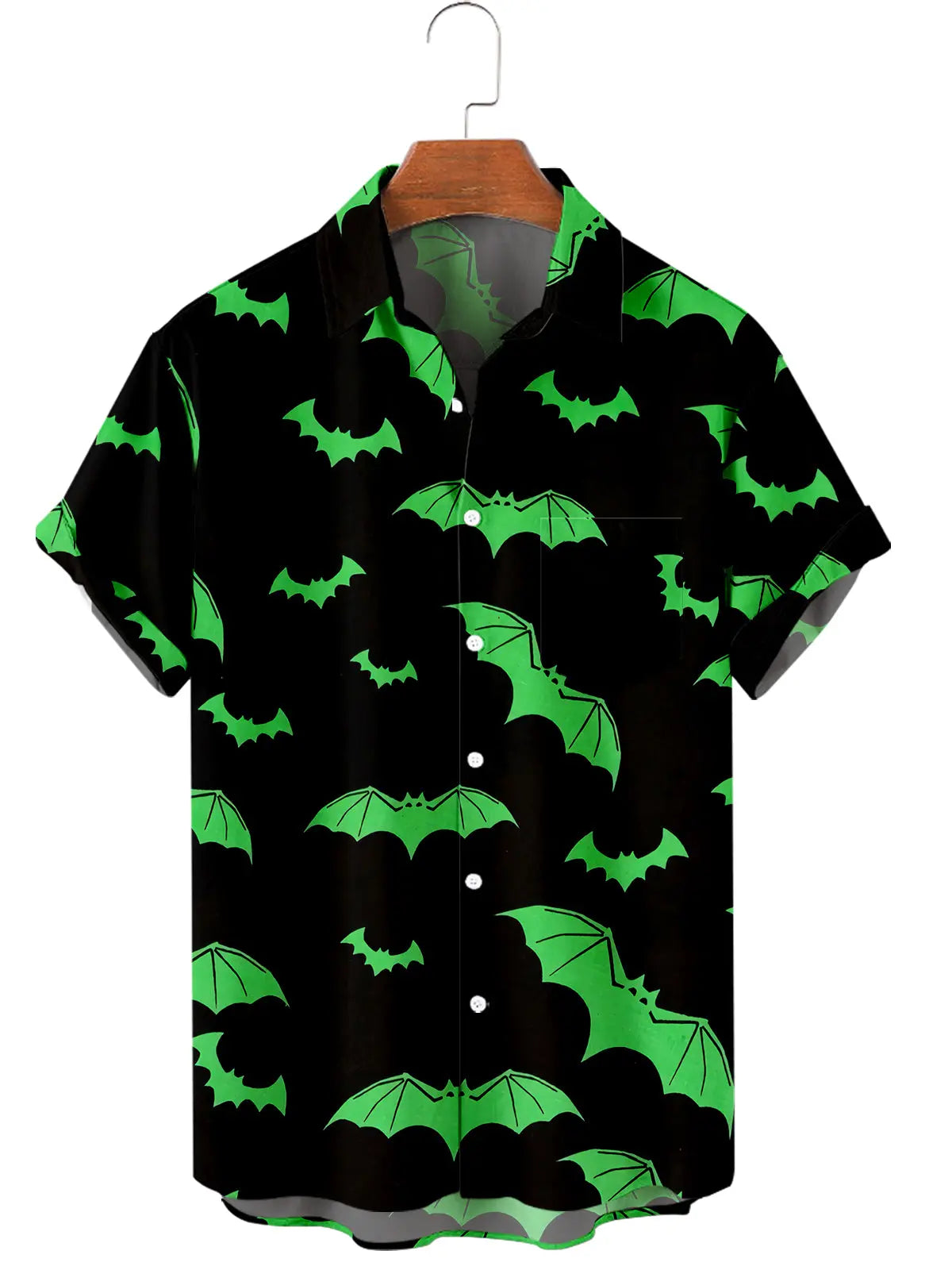 Halloween Bat Men's Short-Sleeved Shirt Green / MMens short sleeve shirts Big and tall Mens shirts Short sleeve shirts for men Mens 4xl shirts Casual short sleeve shirts