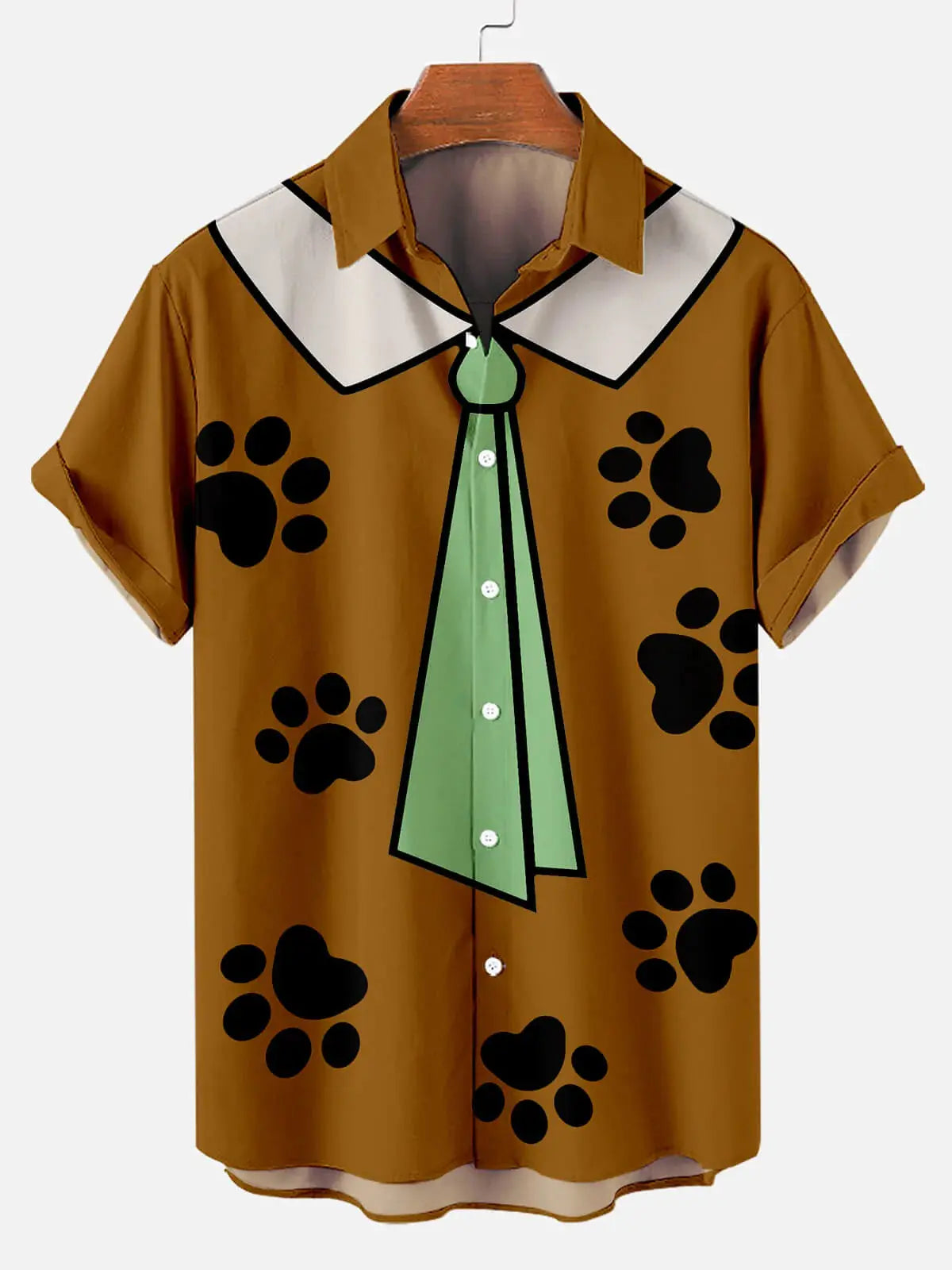 Yogi Bear Show Tie Men's Short Sleeve Tops Tan / MMens short sleeve shirts Big and tall Mens shirts Short sleeve shirts for men Mens 4xl shirts Casual short sleeve shirts