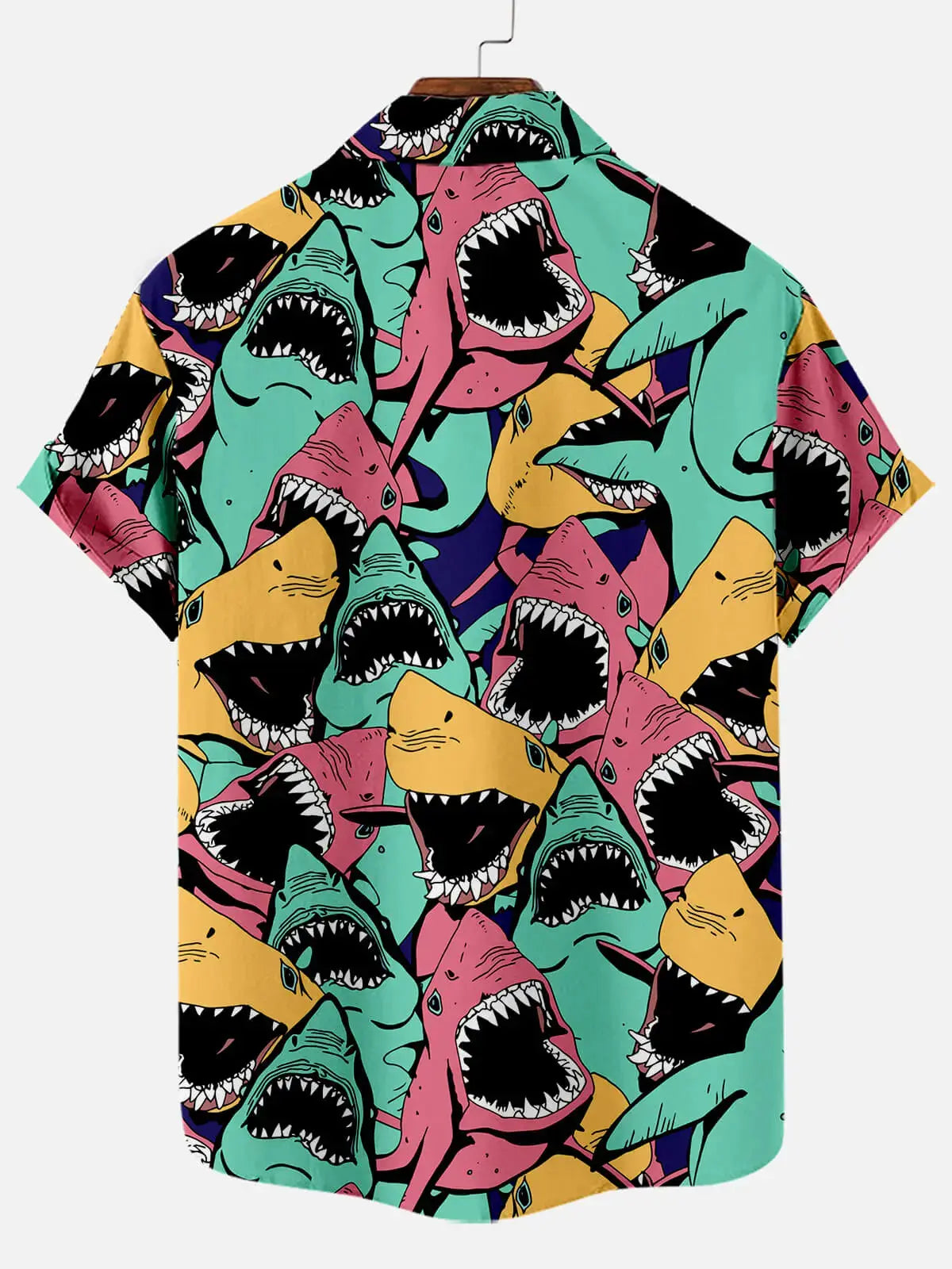 Hawaiian Deep Sea Shark Pattern Men's Short Sleeve TopMens short sleeve shirts Big and tall Mens shirts Short sleeve shirts for men Mens 4xl shirts Casual short sleeve shirts