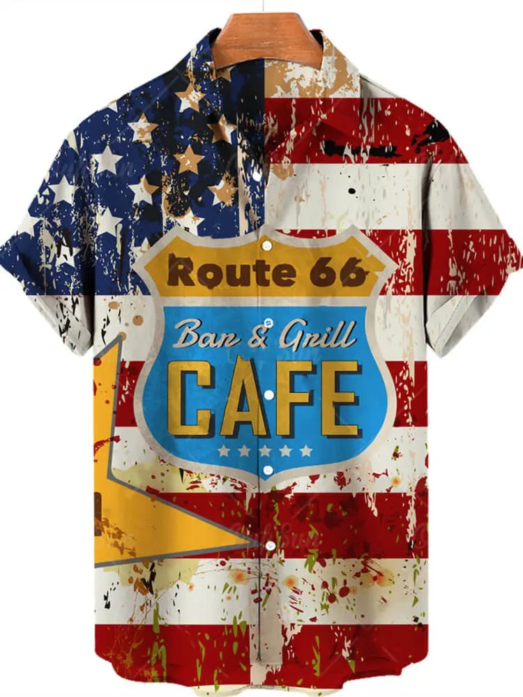Vintage American Flag Digital Print Hawaiian Men's Short Sleeve ShirtMens short sleeve shirts Big and tall Mens shirts Short sleeve shirts for men Mens 4xl shirts Casual short sleeve shirts