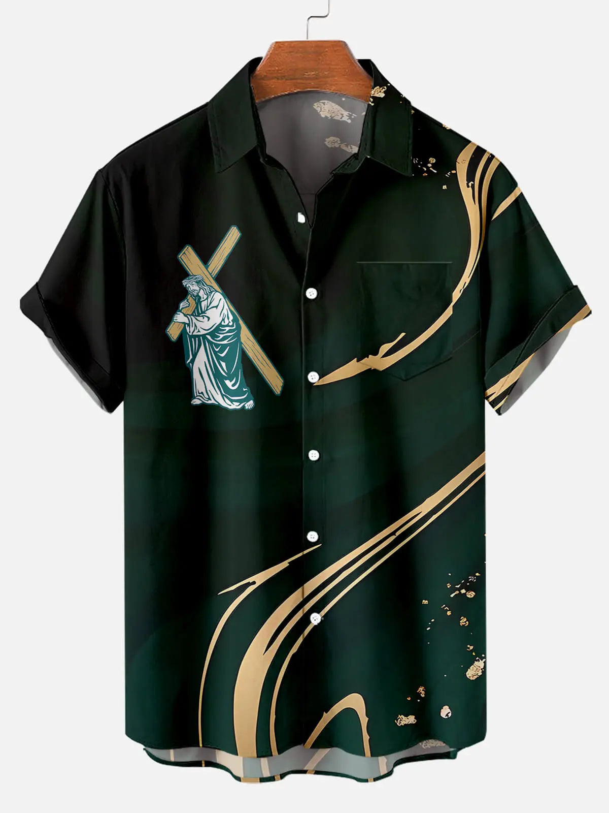Men's Easter Cross Pattern Short Sleeve ShirtMens short sleeve shirts Big and tall Mens shirts Short sleeve shirts for men Mens 4xl shirts Casual short sleeve shirts