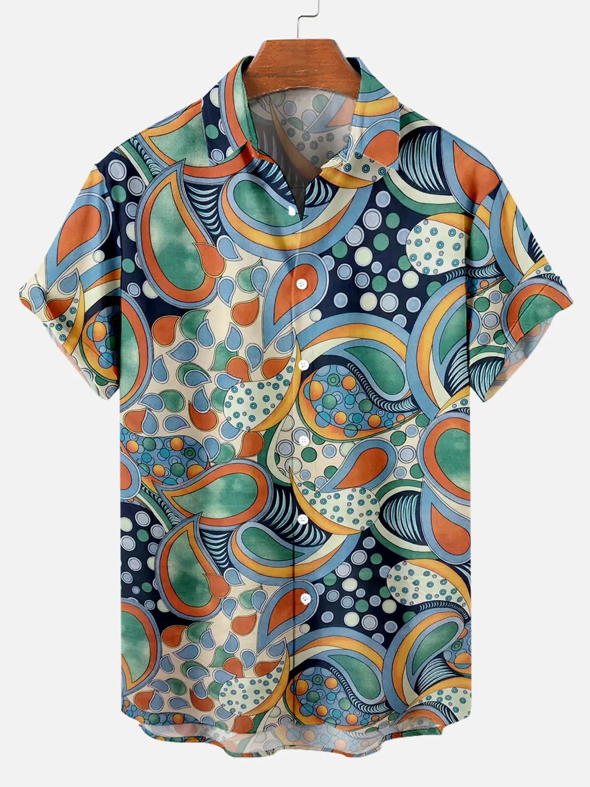 Retro Ethnic Pattern Men's Short Sleeve Tops Green / MMens short sleeve shirts Big and tall Mens shirts Short sleeve shirts for men Mens 4xl shirts Casual short sleeve shirts