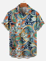Retro Ethnic Pattern Men's Short Sleeve Tops Green / MMens short sleeve shirts Big and tall Mens shirts Short sleeve shirts for men Mens 4xl shirts Casual short sleeve shirts