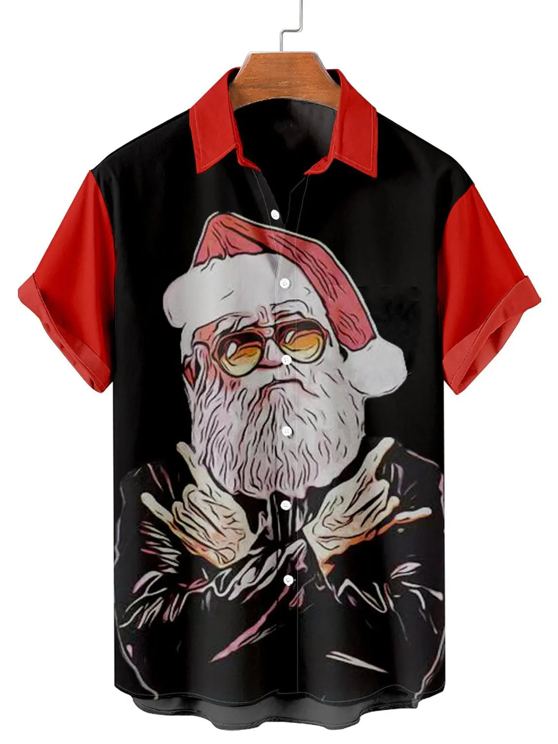Merry Christmas Men's Short Sleeve Casual Shirt Black / MMens short sleeve shirts Big and tall Mens shirts Short sleeve shirts for men Mens 4xl shirts Casual short sleeve shirts
