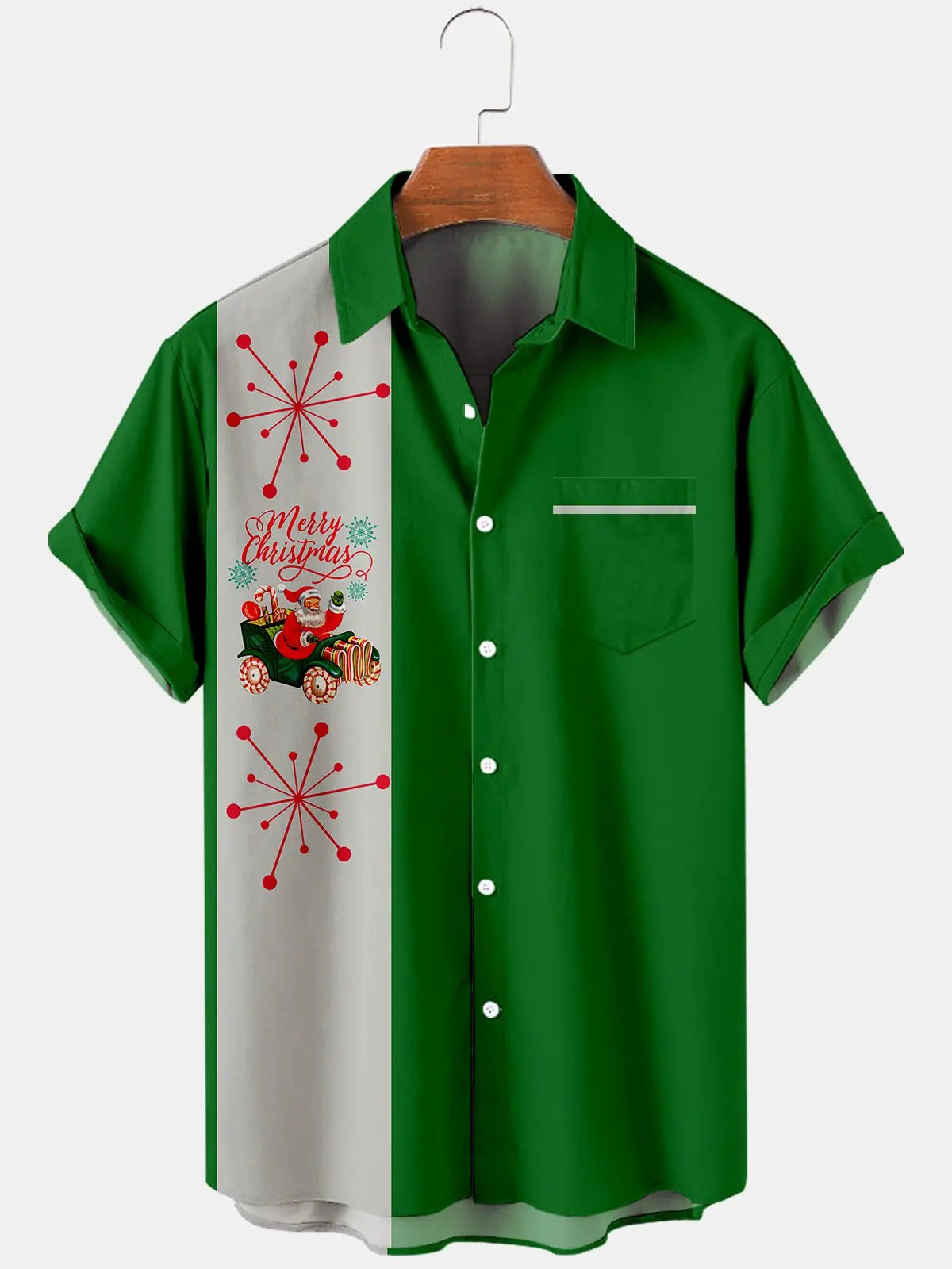 Men's Merry Christmas Hot Rod Santa Short Sleeve Shirt