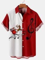 Happy Christmas Music Men's Short Sleeve Shirt Red / MMens short sleeve shirts Big and tall Mens shirts Short sleeve shirts for men Mens 4xl shirts Casual short sleeve shirts