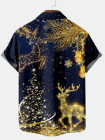 Royal Christmas Elk Men's Short Sleeve ShirtMens short sleeve shirts Big and tall Mens shirts Short sleeve shirts for men Mens 4xl shirts Casual short sleeve shirts